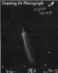 Ray Pickard's Drawing  of Comet c/201/A2 12th July 2001